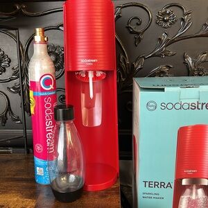 Soda stream, sparkling water maker. Model is Terra. .5 L bottle is included.